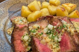 きょうの料理のレシピ・ステーキ たまねぎと粒マスタードのビネガーソース