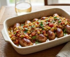 ぺこもぐキッチンのレシピ・ソーセージのレンチンベジタブルソース