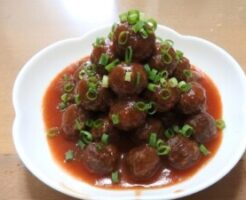 キューピー3分クッキングのレシピ・ブルーベリージャムの甘酢肉だんご