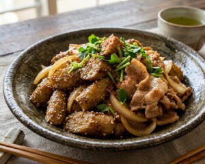 ノンストップのレシピ・豚肉と新ゴボウの甘辛炒め