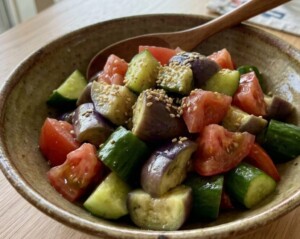 きょうの料理のレシピ・なす、トマト、きゅうりのごま油あえ