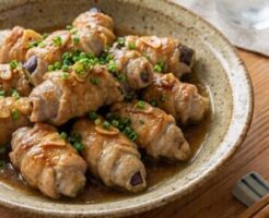 きょうの料理のレシピ・なすの豚肉巻き照り焼き