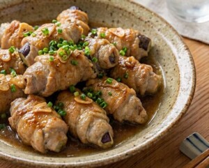 きょうの料理のレシピ・なすの豚肉巻き照り焼き