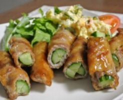どさんこワイド179のレシピ・キュウリの味噌肉巻き