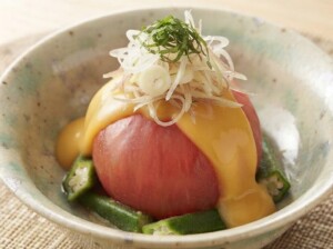 あさイチのレシピ・トマトの含め煮 黄身酢仕立て