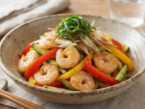 食卓のひみつのレシピ・パプリカとエビの中華あえ