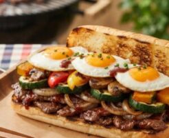 ウワサのお客さまのレシピ・夏野菜と目玉焼きのフィリーステーキ