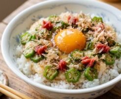 どさんこワイド179のレシピ・月見ネバネバ梅肉丼