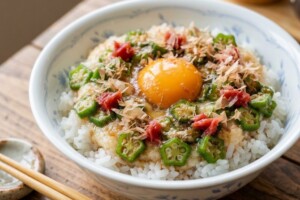 どさんこワイド179のレシピ・月見ネバネバ梅肉丼