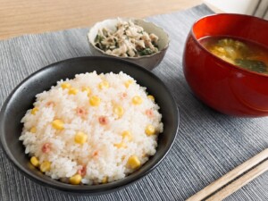 キューピー3分クッキングのレシピ・梅もろこしごはん