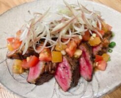 沸騰ワード10のレシピ・薬味ステーキ ポン酢トマトソース
