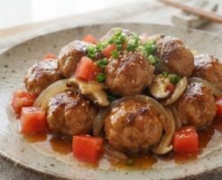 きょうの料理ビギナーズのレシピ・豚こまの丸め焼き 甘酢あん