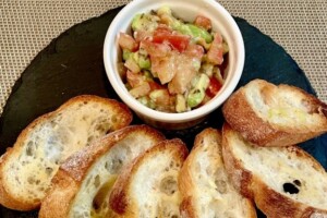 青空レストランのレシピ・吟壌桃と常磐ヒラメのタルタル