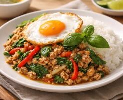 きょうの料理ビギナーズのレシピ・たっぷりバジルのガパオライス