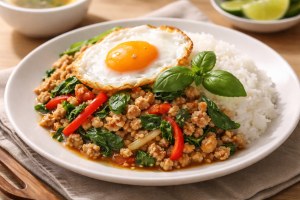 きょうの料理ビギナーズのレシピ・たっぷりバジルのガパオライス