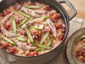 きょうの料理のレシピ・アスパラとささ身のトマトライス