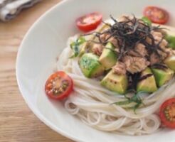 ひるおびのレシピ・アボツナ塩こんぶ和えそうめん