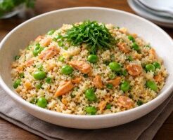 食卓のひみつのレシピ・サケと枝豆のパラパラチャーハン