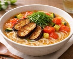 きょうの料理ビギナーズのレシピ・トマトとなすのにゅうめん