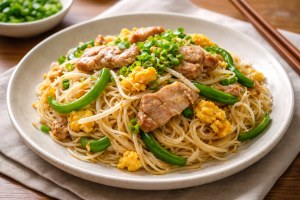 NHKきょうの料理ビギナーズのレシピ・ポークそうめんチャンプルー