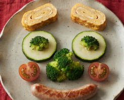 キューピー3分クッキングのレシピ・卵焼きのお顔プレート
