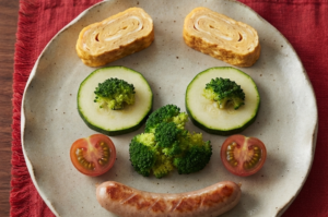 キューピー3分クッキングのレシピ・卵焼きのお顔プレート