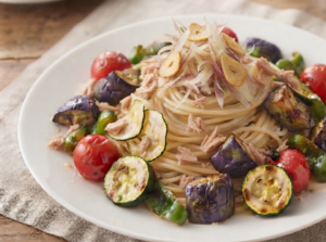 ぺこもぐキッチンのレシピ・夏野菜たっぷり冷製パスタ