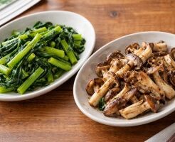 きょうの料理のレシピ・小松菜のソテーときのこのソテー