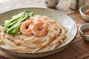 どさんこワイド179のレシピ・海老とキュウリの梅だれそうめん