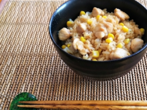 きょうの料理のレシピ・焼きとうもろこしと鶏むねの炊き込みご飯