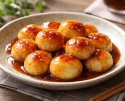どさんこワイド179のレシピ・いももち団子のみたらし