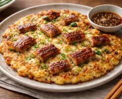 滝沢カレン＆和田明日香のフィーリンきっちんのレシピ・うなぎとすりおろしレンコンのチーズチヂミ