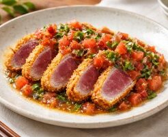 滝沢カレン＆和田明日香のフィーリンきっちんのレシピ・かつカツオ 梅トマトソース