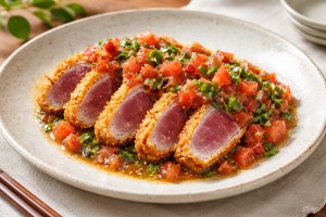 滝沢カレン&和田明日香のフィーリンきっちんのレシピ・かつカツオ 梅トマトソース