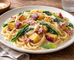 サタプラのレシピ・さつまいものクリームパスタ