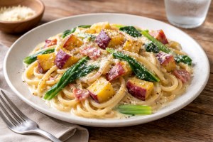 サタプラのレシピ・さつまいものクリームパスタ