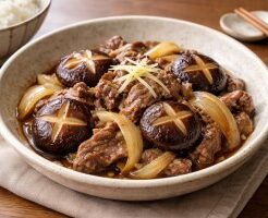 滝沢カレン＆和田明日香のフィーリンきっちんのレシピ・しいたけと牛肉の煮物