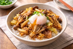 優香のサンデークッキングのレシピ・しめじとまいたけの回鍋肉丼