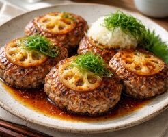 滝沢カレン＆和田明日香のフィーリンきっちんのレシピ・まいたけ入りたたきレンコンハンバーグ