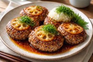 滝沢カレン＆和田明日香のフィーリンきっちんのレシピ・まいたけ入りたたきレンコンハンバーグ