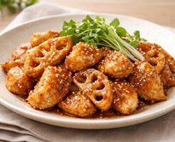 きょうの料理のレシピ・れんこんと鶏むねの名古屋風甘辛だれ