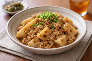 きょうの料理のレシピ・れんこんの豚みそそぼろ