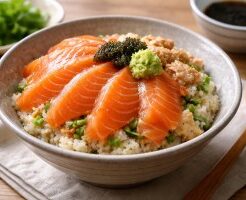 青空レストランのレシピ・わさび田サーモン丼
