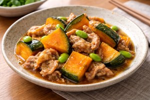 どさんこワイド179のレシピ・カボチャと豚肉の甘辛煮