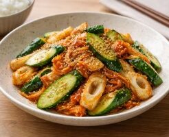 どさんこワイド179のレシピ・キムチとキュウリの炒め物