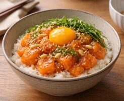滝沢カレン＆和田明日香のフィーリンきっちんのレシピ・サーモンユッケ丼