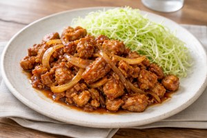 DAIGOも台所のレシピ・トンテキ風豚こま炒め