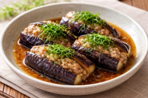 どさんこワイド179のレシピ・ナスとひき肉のはさみ煮