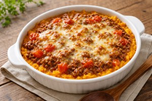 キューピー3分クッキングのレシピ・マッシュかぼちゃのミートソース焼き