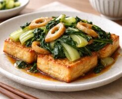 キューピー３分クッキングのレシピ・厚揚げの青菜バター炒めのせ